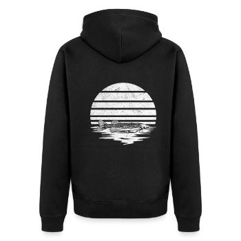 Gar Fishing Garfishing Sonnenuntergang Hornhecht - Unisex Premium Bio Zip Hoodie - Schwarz - Hinten - Nico (187cm)