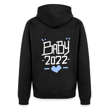 Bébé 2022 - Fils biologique enceinte 2022 - Veste à capuche bio Premium Unisexe - noir - Dos - Nico (187cm)