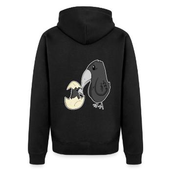 Crow with baby crow - Unisex Premium Organic Zip Hoodie - black - Back - Nico (187cm)