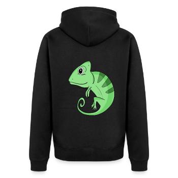 Chameleon - Unisex Premium Organic Zip Hoodie - black - Back - Nico (187cm)
