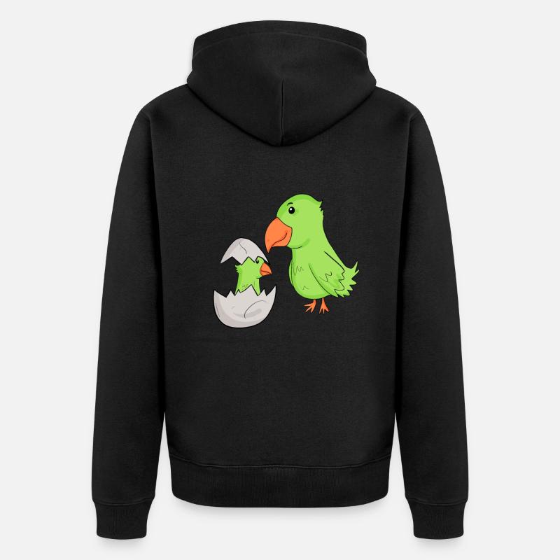 Perroquet avec bébé perroquet - Veste à capuche bio Premium Unisexe - noir