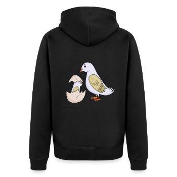 Pigeon avec bébé pigeon - Veste à capuche bio Premium Unisexe - noir - Dos - Nico (187cm)