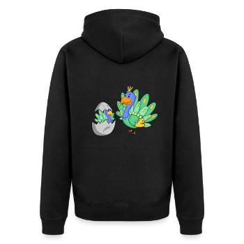 Paon avec bébé paon - Veste à capuche bio Premium Unisexe - noir - Dos - Nico (187cm)