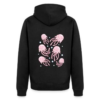 Jellyfish Lover Quallen Quallen Quallen Quallen - Unisex Premium Bio Zip Hoodie - Schwarz - Hinten - Nico (187cm)
