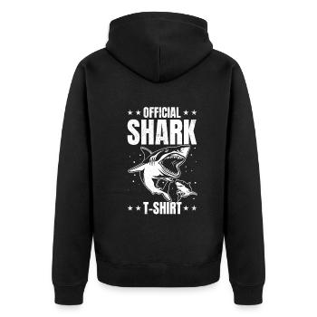 Official Shark T-shirt I Sharkfish Great - Unisex Premium Organic Zip Hoodie - black - Back - Nico (187cm)
