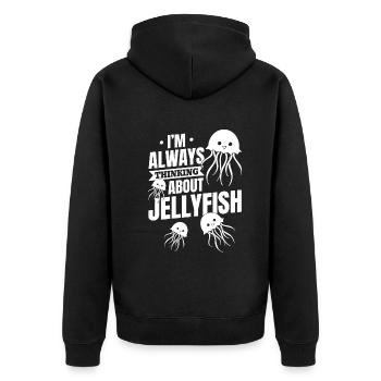 Jellyfish Lover I always think of jellyfish - Unisex Premium Organic Zip Hoodie - black - Back - Nico (187cm)