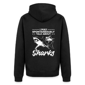 Je peux spontanément parler de requins I Great White - Veste à capuche bio Premium Unisexe - noir - Dos - Nico (187cm)