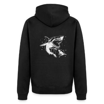 Sharkfish Shark Fish Shark Lover Great White - Unisex Premium Organic Zip Hoodie - black - Back - Nico (187cm)