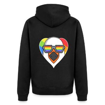 LGBT Tier Möwe Regenbogen - Unisex Premium Bio Zip Hoodie - Schwarz - Hinten - Nico (187cm)