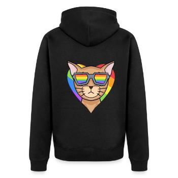 LGBT Katze Abessinierkatze Regenbogen - Unisex Premium Bio Zip Hoodie - Schwarz - Hinten - Nico (187cm)
