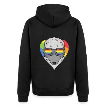 LGBT Dog Poodle Rainbow - Unisex Premium Organic Zip Hoodie - black - Back - Nico (187cm)