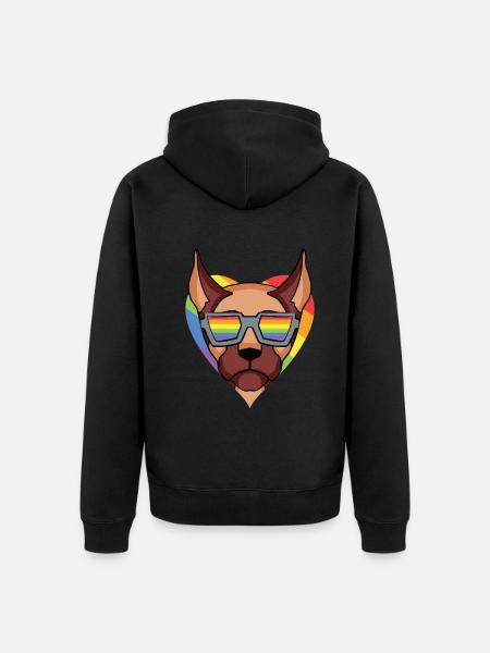 LGBT Dog Great Dane Rainbow - Unisex Premium Organic Zip Hoodie - black