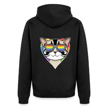 LGBT Cat American Shorthair Arc-en-ciel - Veste à capuche bio Premium Unisexe - noir - Dos - Nico (187cm)