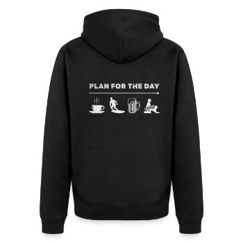 Plan surfeur pour la journée de surf - Veste à capuche bio Premium Unisexe - noir - Dos - Nico (187cm)