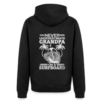 Wassersurfen Unterschätze niemals Opa auf einem - Unisex Premium Bio Zip Hoodie - Schwarz - Hinten - Nico (187cm)