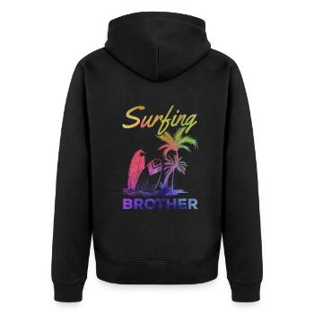 Surfbrett Surfen Bruder Wave Surfer Bruder Surfen - Unisex Premium Bio Zip Hoodie - Schwarz - Hinten - Nico (187cm)