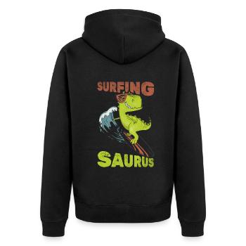 Surf Saurus Wave Surf Dinosaure Funnier - Veste à capuche bio Premium Unisexe - noir - Dos - Nico (187cm)