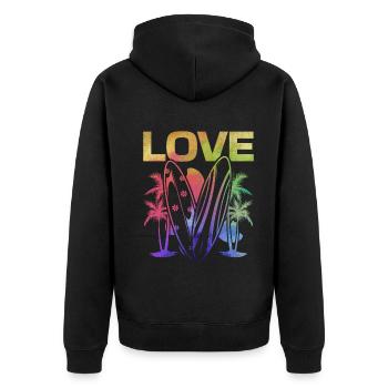 Wave Surfing Surfboard Surfer Watersurfing Love - Unisex Premium Organic Zip Hoodie - black - Back - Nico (187cm)