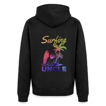 Wave Surfing Uncle Surfing Uncle Surfboard Surfer - Unisex Premium Organic Zip Hoodie - black - Back - Nico (187cm)
