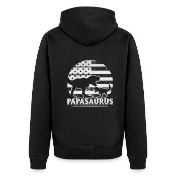 Papa Saurus Drapeau américain Papa Dino - Veste à capuche bio Premium Unisexe - noir - Dos - Nico (187cm)