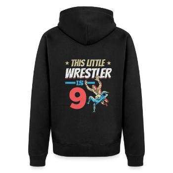 This little wrestler is 9 year 9. Birthday - Unisex Premium Organic Zip Hoodie - black - Back - Nico (187cm)