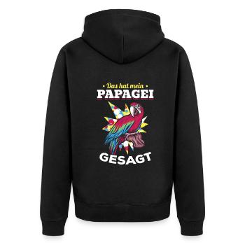 Papagei I Das hat mein Papagei gesagt Lustiger - Unisex Premium Bio Zip Hoodie - Schwarz - Hinten - Nico (187cm)