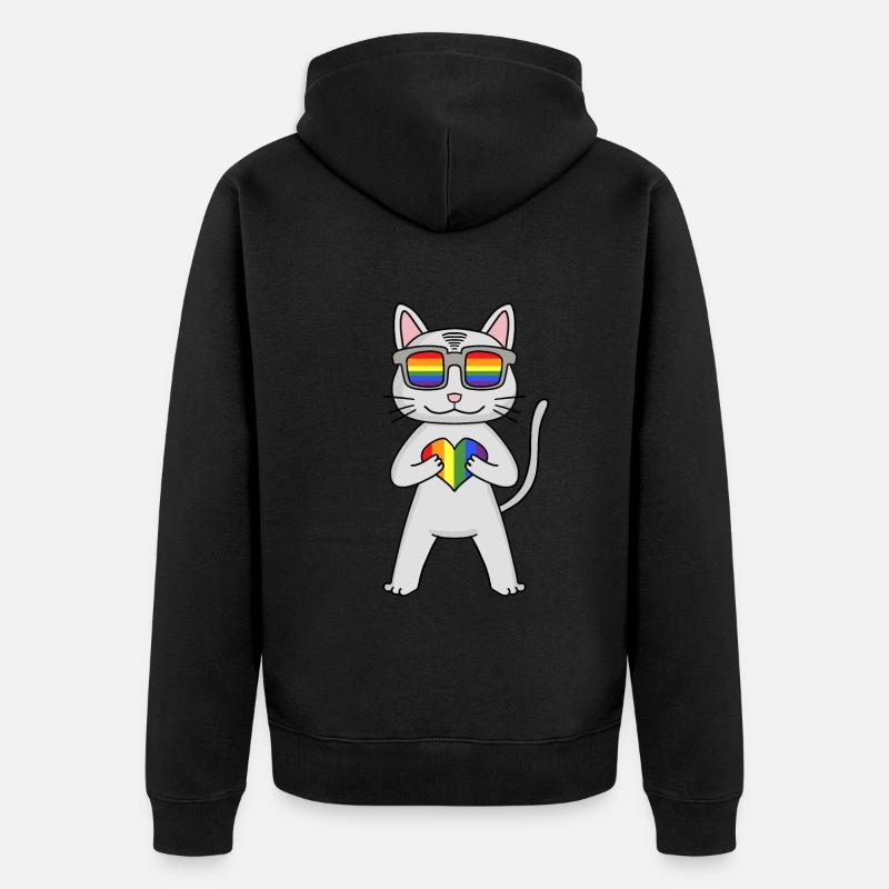 Chat LGBT Devon Rex Rainbow - Veste à capuche bio Premium Unisexe - noir