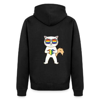 LGBT Cat Turkish Angora Rainbow - Unisex Premium Organic Zip Hoodie - black - Back - Nico (187cm)