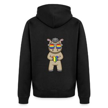 LGBT Tier Pferd Regenbogen - Unisex Premium Bio Zip Hoodie - Schwarz - Hinten - Nico (187cm)