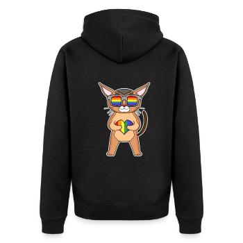 Chat LGBT Chausie Rainbow - Veste à capuche bio Premium Unisexe - noir - Dos - Nico (187cm)