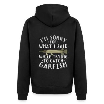 Es tut mir leid, was ich beim Versuch, Hornhechte - Unisex Premium Bio Zip Hoodie - Schwarz - Hinten - Nico (187cm)