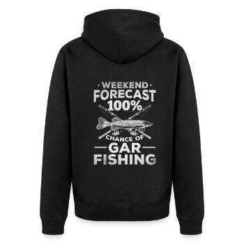 Gar Fishing I Wochenend-Prognose 100% Chance auf - Unisex Premium Bio Zip Hoodie - Schwarz - Hinten - Nico (187cm)