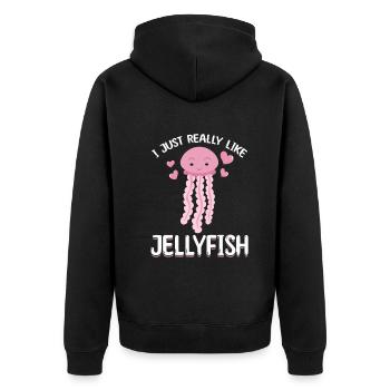 Jellyfish Jellyfish I just like jellyfish very much - Unisex Premium Organic Zip Hoodie - black - Back - Nico (187cm)