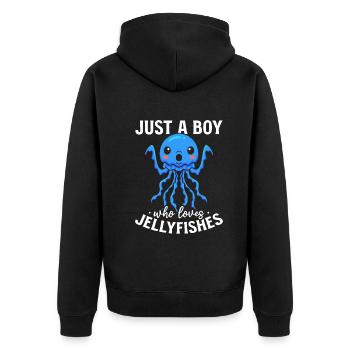 Jellyfish Lover Je suis juste un garçon qui a des méduses - Veste à capuche bio Premium Unisexe - noir - Dos - Nico (187cm)