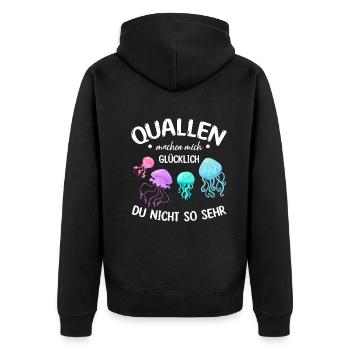 Quallen machen mich glücklich Du nicht so sehr I - Unisex Premium Bio Zip Hoodie - Schwarz - Hinten - Nico (187cm)