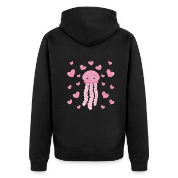Nette Quallen Herzen Quallen mit Herzen Quallen - Unisex Premium Bio Zip Hoodie - Schwarz - Hinten - Nico (187cm)
