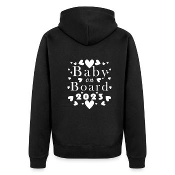 Bébé à bord grossesse enceinte 2023 - Veste à capuche bio Premium Unisexe - noir - Dos - Nico (187cm)