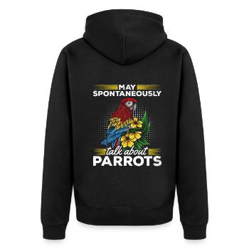 Ich kann spontan über Papageien sprechen Lustiger - Unisex Premium Bio Zip Hoodie - Schwarz - Hinten - Nico (187cm)