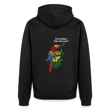 Cockatiel Bird Hallo Bruder, wie geht es dir? - Unisex Premium Bio Zip Hoodie - Schwarz - Hinten - Nico (187cm)