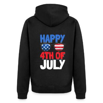 Happy 4th Of July Party US Flag Patriotic Day 4th - Unisex Premium Bio Zip Hoodie - Schwarz - Hinten - Nico (187cm)