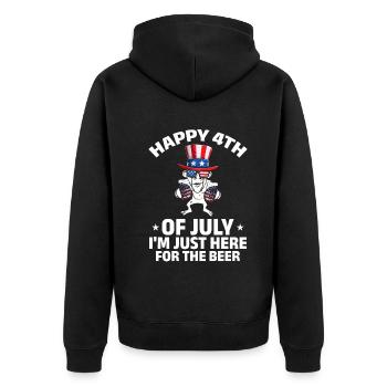 Patriotic Happy 4th Of July I'm Just Here For The - Unisex Premium Organic Zip Hoodie - black - Back - Nico (187cm)