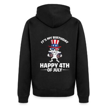 4th Of July Party It's My Birthday Happy 4th Of - Unisex Premium Bio Zip Hoodie - Schwarz - Hinten - Nico (187cm)