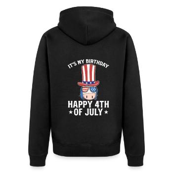 4th Of July Unicorn It's My Birthday Happy 4th Of - Unisex Premium Bio Zip Hoodie - Schwarz - Hinten - Nico (187cm)