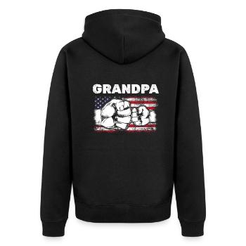US Flag Grandpa & Grandson Fist Bump Grandpa - Unisex Premium Bio Zip Hoodie - Schwarz - Hinten - Nico (187cm)