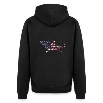 Grand requin blanc 4 juillet Drapeau américain 4 juillet - Veste à capuche bio Premium Unisexe - noir - Dos - Nico (187cm)