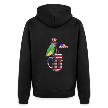 Drôle de fête patriotique Perroquet 4 juillet - Veste à capuche bio Premium Unisexe - noir - Dos - Nico (187cm)