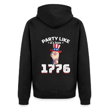 Funny Llama 4th of July Party Like It's Been 1776 - Unisex Premium Organic Zip Hoodie - black - Back - Nico (187cm)