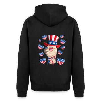 Patriotic Llama 4th of July Party Llama Patriotic - Unisex Premium Organic Zip Hoodie - black - Back - Nico (187cm)