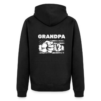Grandpa US Flag Grandpa & Grandson Fist Bump - Unisex Premium Bio Zip Hoodie - Schwarz - Hinten - Nico (187cm)