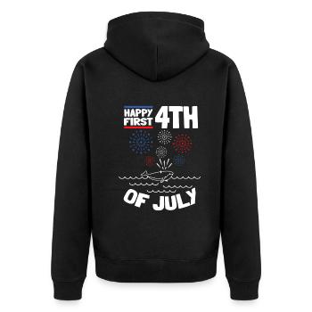 Fête de la fête de grossesse Baby Shower Happy First 4th Of - Veste à capuche bio Premium Unisexe - noir - Dos - Nico (187cm)